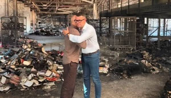 Міністр культури Литви відвідав зруйнований Росією склад книжок у Харкові